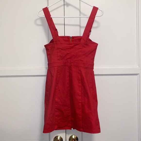 Forever 21 Small Red Zip Up Over Shoulder Red Dress - Picture 3 of 9